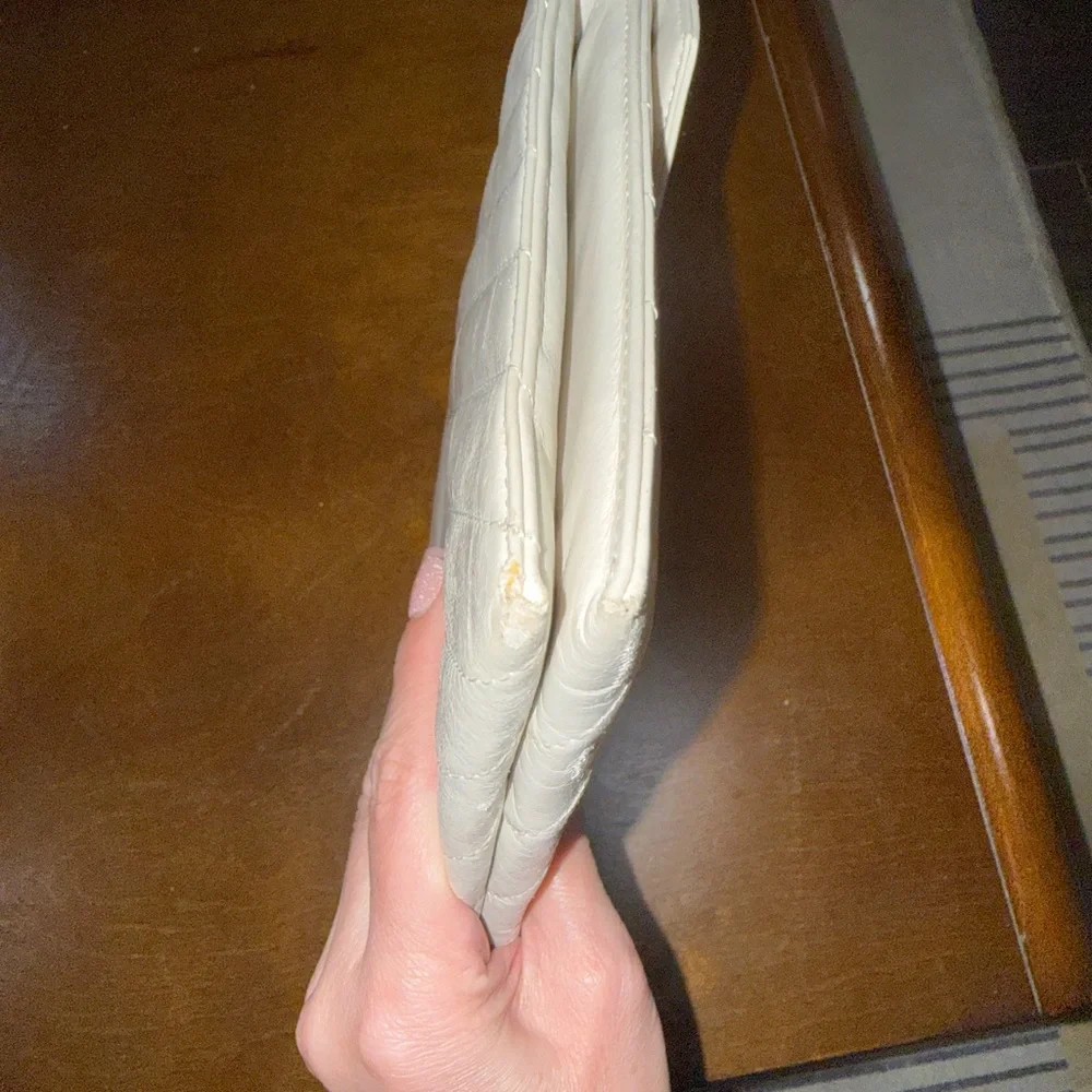 Vintage Yves Saint Laurent Off White Leather Clutch, Second Bag - Picture 9 of 10